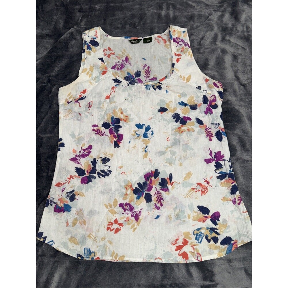 Eddie Bauer 100% Cotton Floral, Lightweight, Sleeveless Top, Feminine, Summer